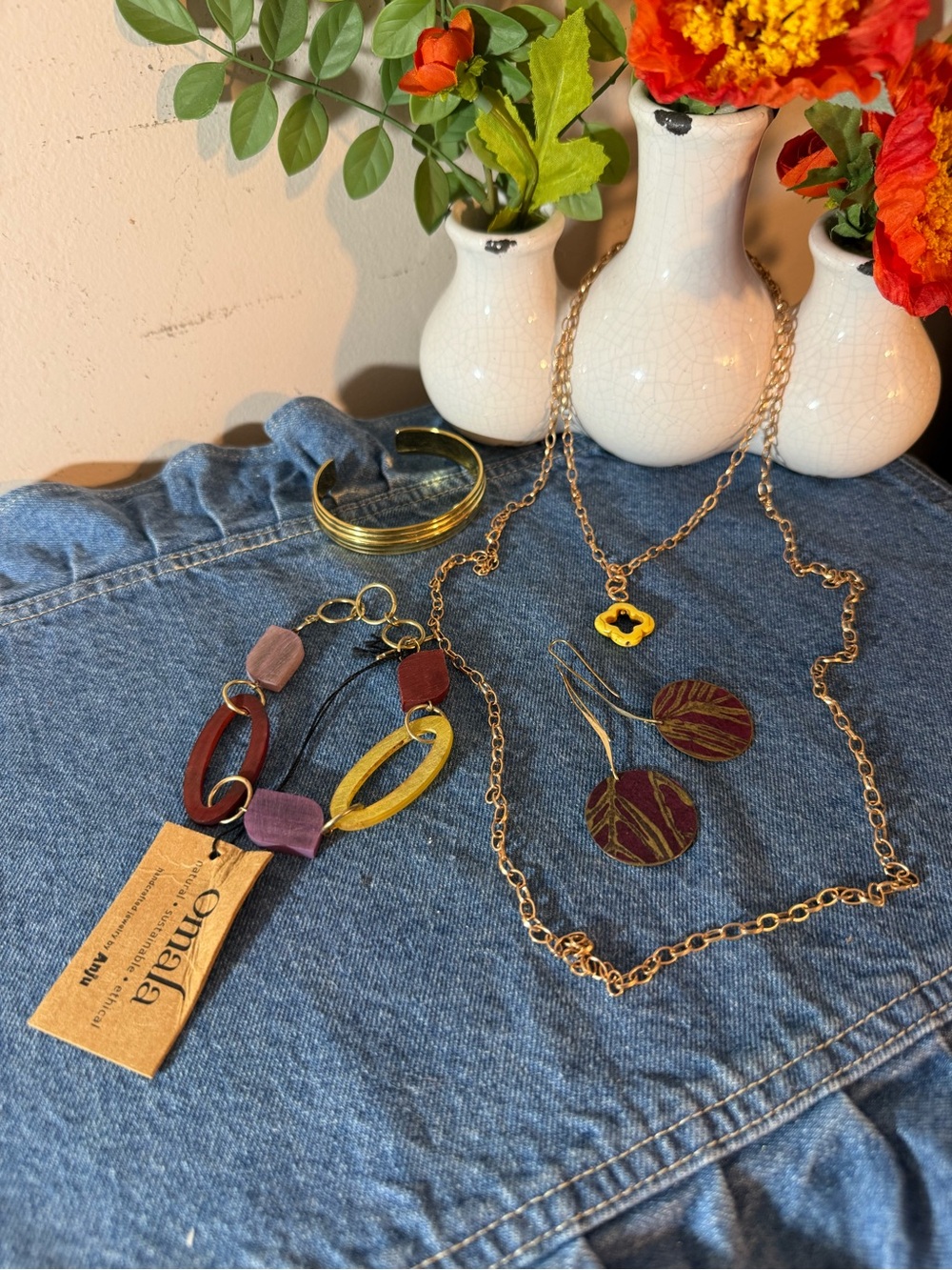 JEWELRY SET: Custom Earrings Bangle, Bracelet&Katia Layered Adjustable Necklace